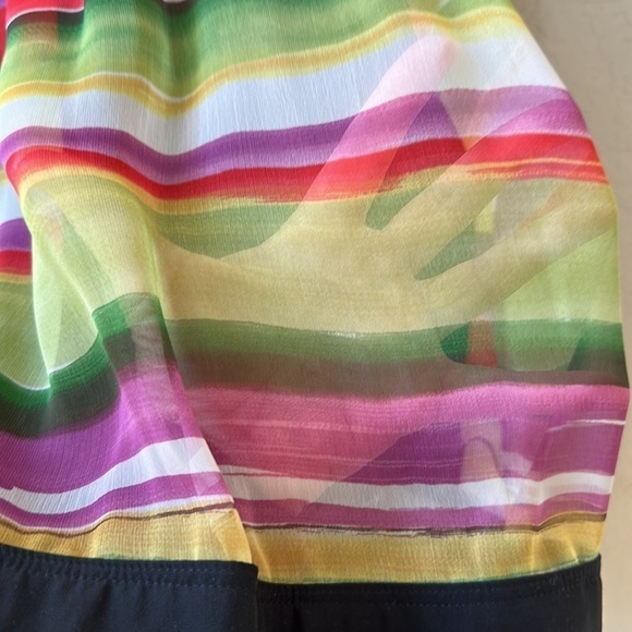 The Limited Colorful Sheer Overlay Empire Waist V Neck Cocktail Dress Size 2 - Picture 5 of 16